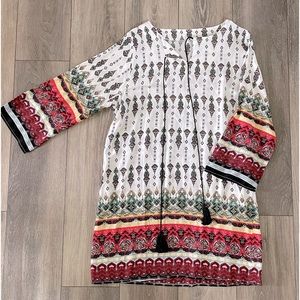 Shein Boho White/Multi Color Dress Large